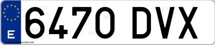 Ejemplo de matrícula española 6470 DVX