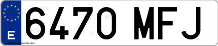 Ejemplo de matrícula de coche ordinaria 6470 MFJ