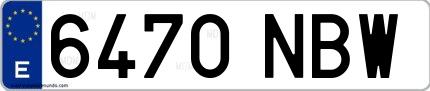 Ejemplo de matrícula española 6470 NBW