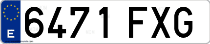 Ejemplo de matrícula de coche ordinaria 6471 FXG