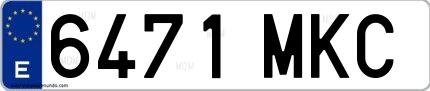 Ejemplo de matrícula española 6471 MKC