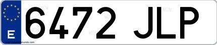 Ejemplo de matrícula española 6472 JLP