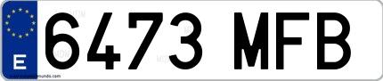 Ejemplo de matrícula española 6473 MFB