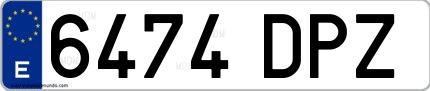 Ejemplo de matrícula española 6474 DPZ