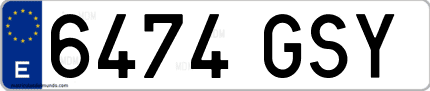 Ejemplo de matrícula de coche ordinaria 6474 GSY