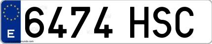 Ejemplo de matrícula española 6474 HSC