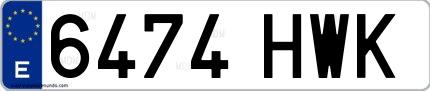 Ejemplo de matrícula española 6474 HWK