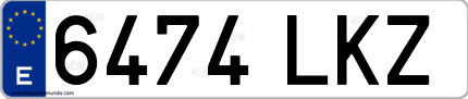 Ejemplo de matrícula de coche ordinaria 6474 LKZ