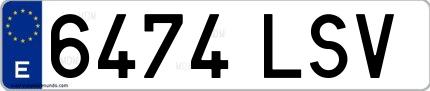 Ejemplo de matrícula española 6474 LSV