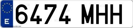 Ejemplo de matrícula española 6474 MHH