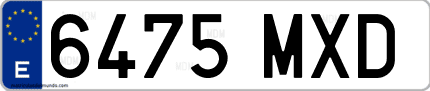 Ejemplo de matrícula de coche ordinaria 6475 MXD