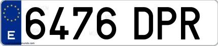 Ejemplo de matrícula española 6476 DPR