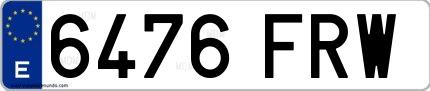 Ejemplo de matrícula española 6476 FRW
