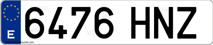 Ejemplo de matrícula de coche ordinaria 6476 HNZ