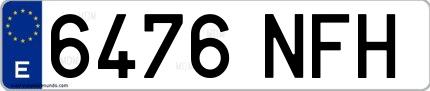 Ejemplo de matrícula española 6476 NFH
