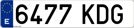 Ejemplo de matrícula de coche ordinaria 6477 KDG