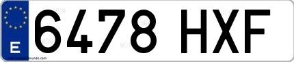 Ejemplo de matrícula española 6478 HXF