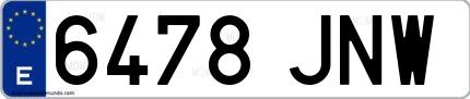 Ejemplo de matrícula española 6478 JNW