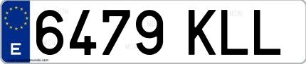 Ejemplo de matrícula española 6479 KLL