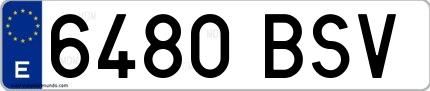 Ejemplo de matrícula española 6480 BSV