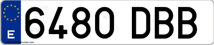 Ejemplo de matrícula de coche ordinaria 6480 DBB