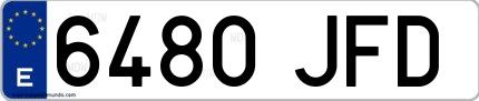 Ejemplo de matrícula española 6480 JFD
