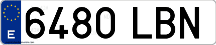 Ejemplo de matrícula de coche ordinaria 6480 LBN