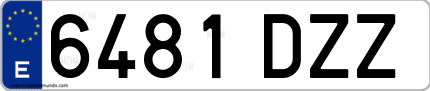 Ejemplo de matrícula de coche ordinaria 6481 DZZ