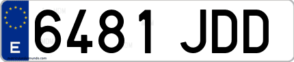 Ejemplo de matrícula de coche ordinaria 6481 JDD