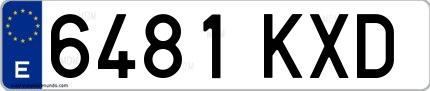 Ejemplo de matrícula española 6481 KXD