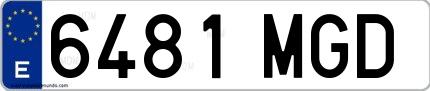 Ejemplo de matrícula española 6481 MGD