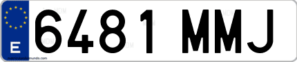 Ejemplo de matrícula de coche ordinaria 6481 MMJ