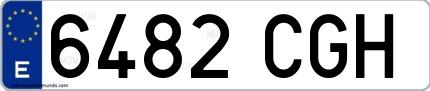 Ejemplo de matrícula española 6482 CGH