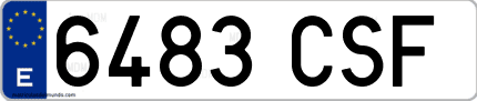 Ejemplo de matrícula de coche ordinaria 6483 CSF