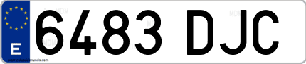 Ejemplo de matrícula de coche ordinaria 6483 DJC