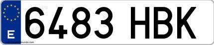 Ejemplo de matrícula española 6483 HBK
