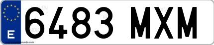 Ejemplo de matrícula española 6483 MXM