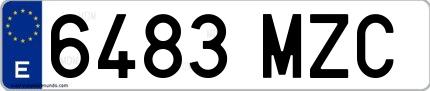 Ejemplo de matrícula española 6483 MZC