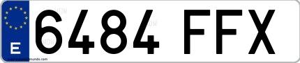 Ejemplo de matrícula española 6484 FFX