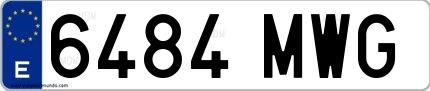 Ejemplo de matrícula española 6484 MWG