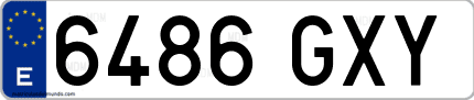 Ejemplo de matrícula de coche ordinaria 6486 GXY