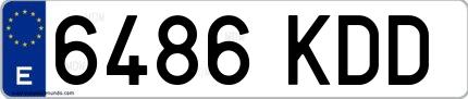 Ejemplo de matrícula española 6486 KDD