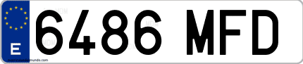 Ejemplo de matrícula de coche ordinaria 6486 MFD