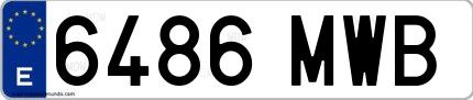 Ejemplo de matrícula española 6486 MWB