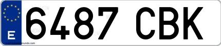 Ejemplo de matrícula española 6487 CBK