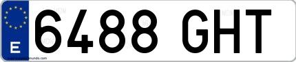 Ejemplo de matrícula española 6488 GHT