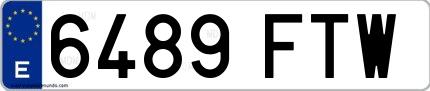 Ejemplo de matrícula española 6489 FTW
