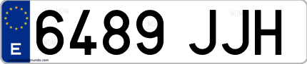 Ejemplo de matrícula de coche ordinaria 6489 JJH