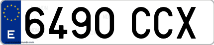 Ejemplo de matrícula de coche ordinaria 6490 CCX