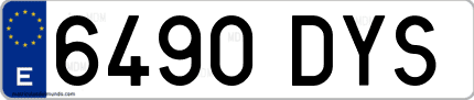 Ejemplo de matrícula de coche ordinaria 6490 DYS
